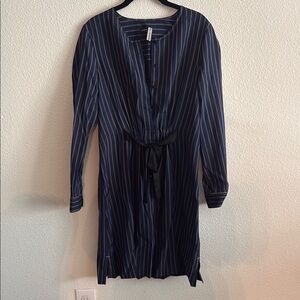 Club Monaco Blue and White Wrap Midi Dress